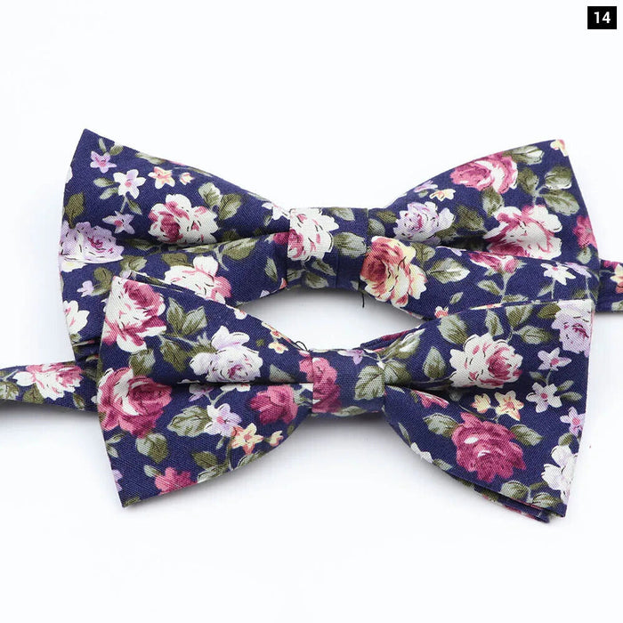 Colourful Floral Bow Ties Fashionable Cotton For Weddings And Parties