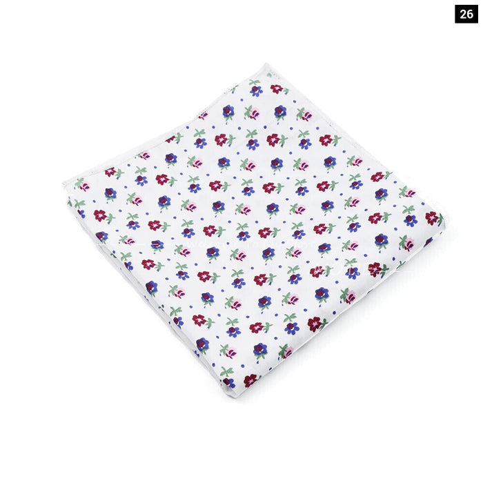 Wedding Suit Pocket Square Cotton Flower Hankerchief For Men Gift