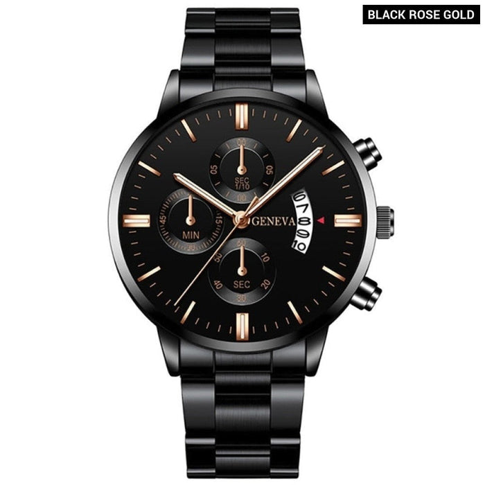 Fashion Mens Watches Luxury Stainless Steel Quartz Wrist Watch Men Business Calendar Watch