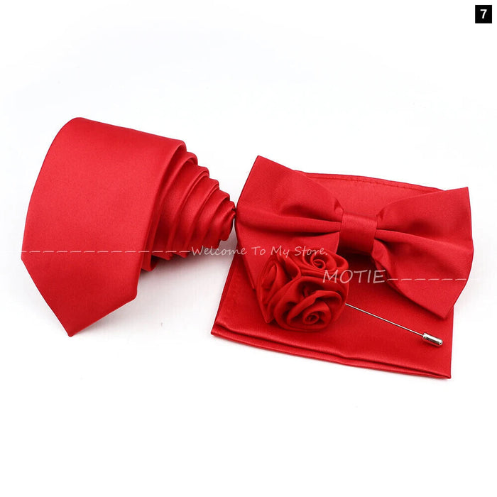 Mens Tie Set Solid Colour For Business And Weddings