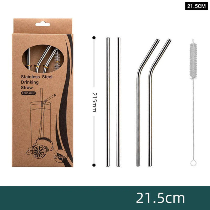 Reusable Stainless Steel Straws Set With Cleaner Brush