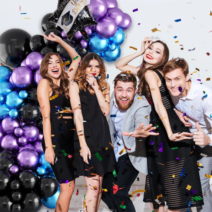 149Pcs Black And Silver Balloon Arch Wreath Set Birthday Shower Graduation Wedding Birthday Party Anniversary Decoration