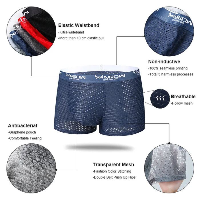 Breathable Mesh Mens Boxer Briefs