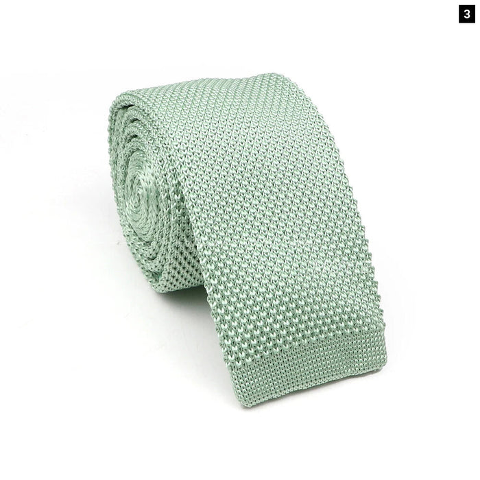 Green Knitted Tie For Men Weddings Business And Daily Wear