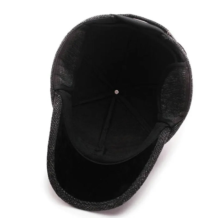 Woolen Knitted Winter Ear Cover Baseball Cap For Men Thicken Warm Hat With Earflaps Sport Golf Snapback