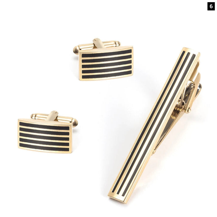 Anchored Style Tie Clip Set With Beard Scissors Pattern Mens Jewelry