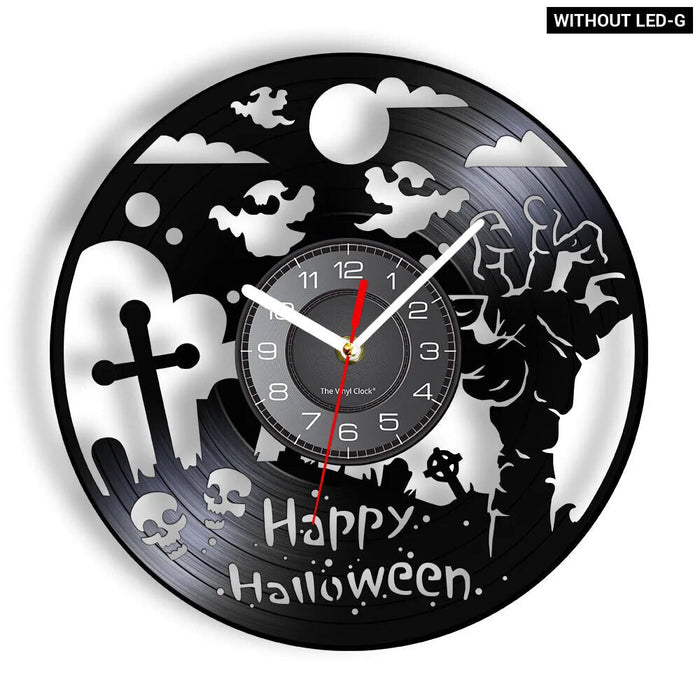 Spooky Halloween Vinyl Record Wall Clock