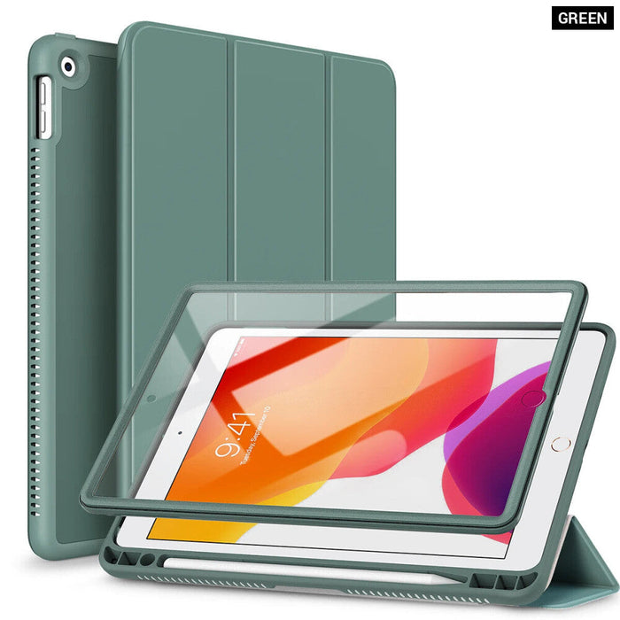 Ipad 9Th/8Th/7Th Gen Magnetic Trifold Stand Leather Case With Pencil Holder Screen Protector