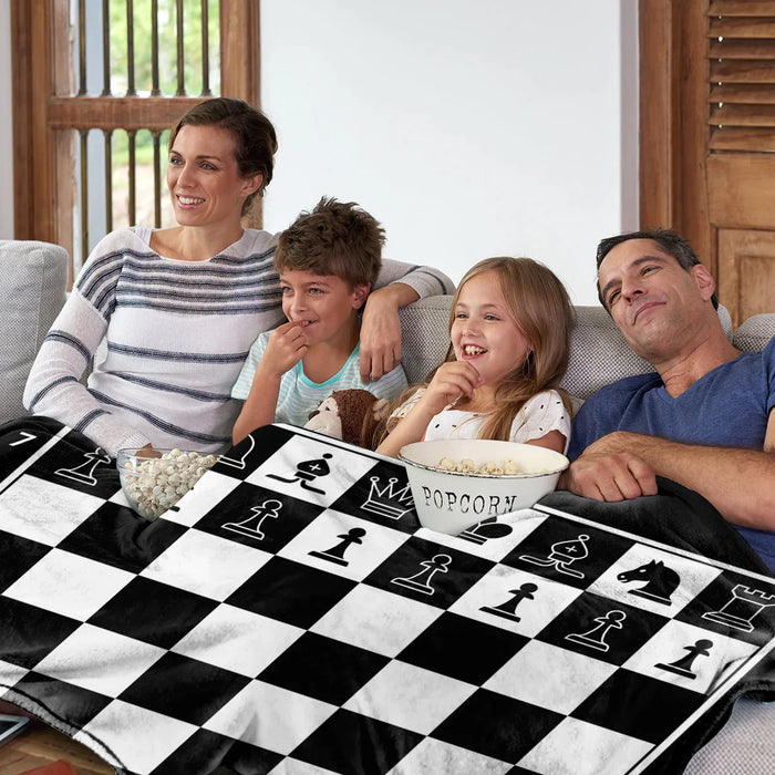 Checkered Chess Board Fleece Throw Blanket Warm And Lightweight