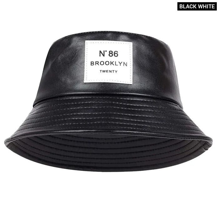 Pu Leather Bucket Hat For Outdoor Sun Protection