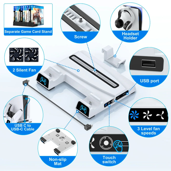 Ps5 Cooling Stand Controller Charging Usb Port