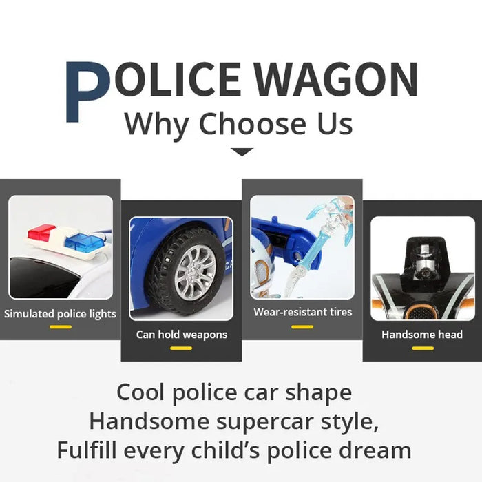 Transforming Police Car Toy For Boys Blue Inertia Impact Design