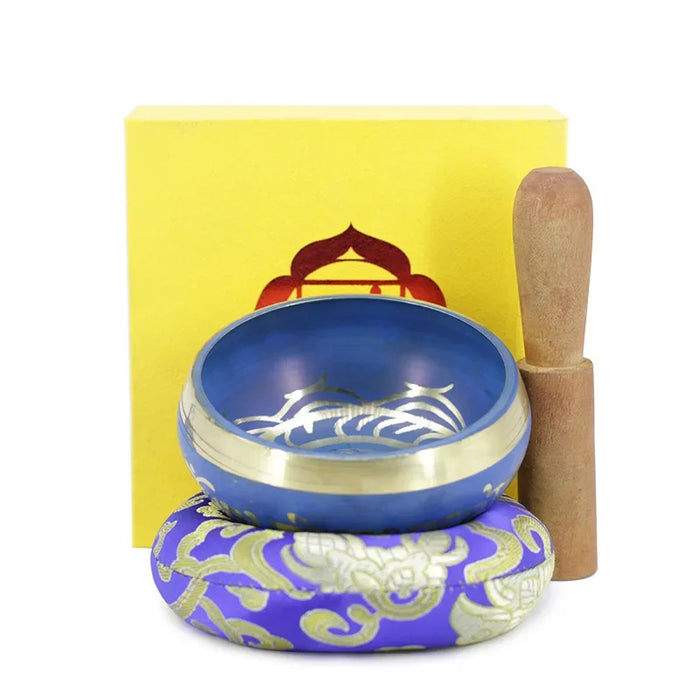 Blue Singing Bowl Made Of Copper Used For Yoga Chakra Therapy Mindfulness And Stress Relief