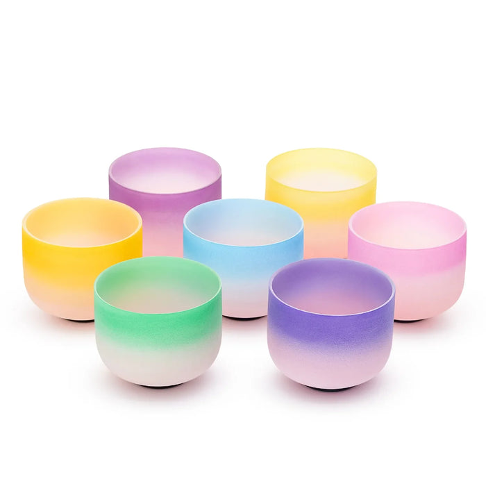 1Pc 8 Inch 432Hz Or 440Hz Cdefgab Note Candy Half Coloured Frosted Quartz Crystal Singing Bowl For Yoga Sound Healing