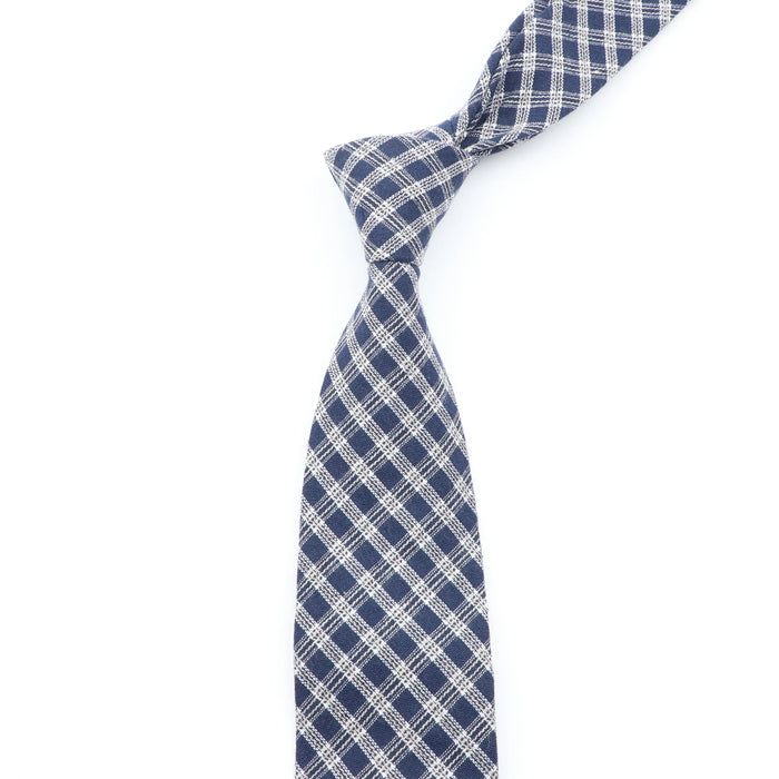 Classic Plaid Cotton Tie Blue Red For Weddings And Parties