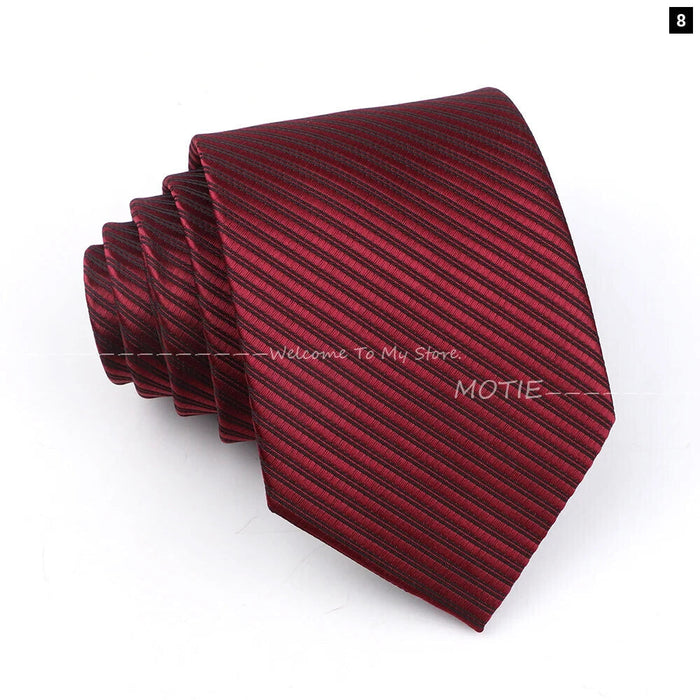 Striped Necktie For Weddings And Business Black Blue 100% Polyester