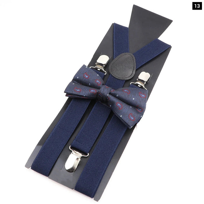 Plaid Bowtie Suspenders Set For Weddings