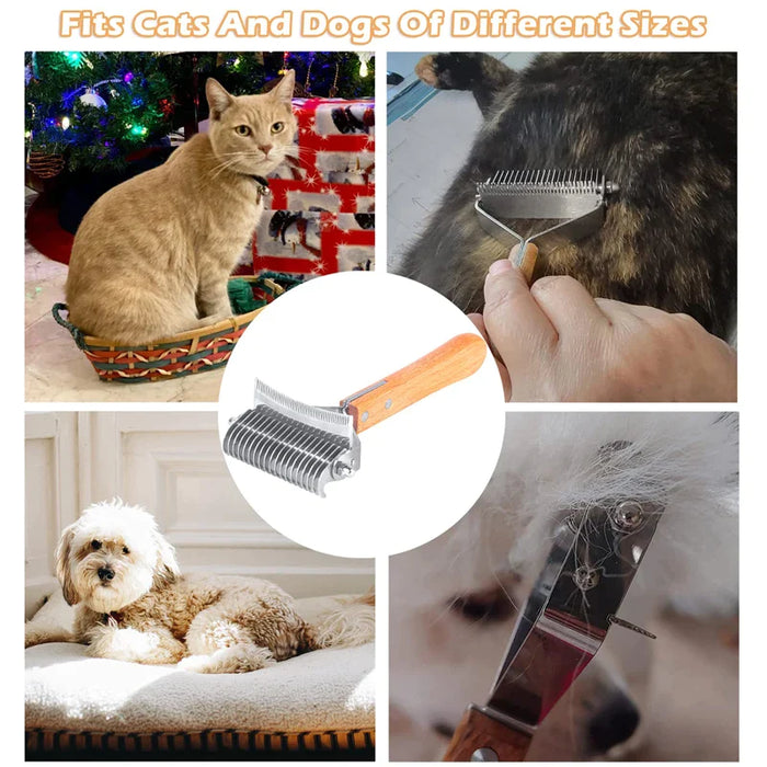 Dog Rake Brush 3 In 1 Deshedding Dematting And Detangling Comb