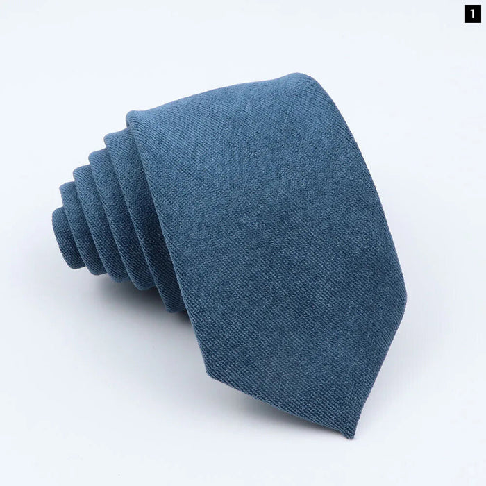 Colourful Cotton Corduroy Neck Tie 7Cm Skinny Wedding Party Tuxedo Accessory