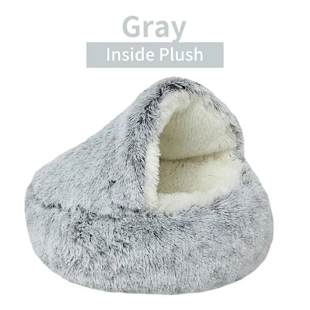 2 In 1 Pet Bed For Small Dogs Plush Round Nest With Cover