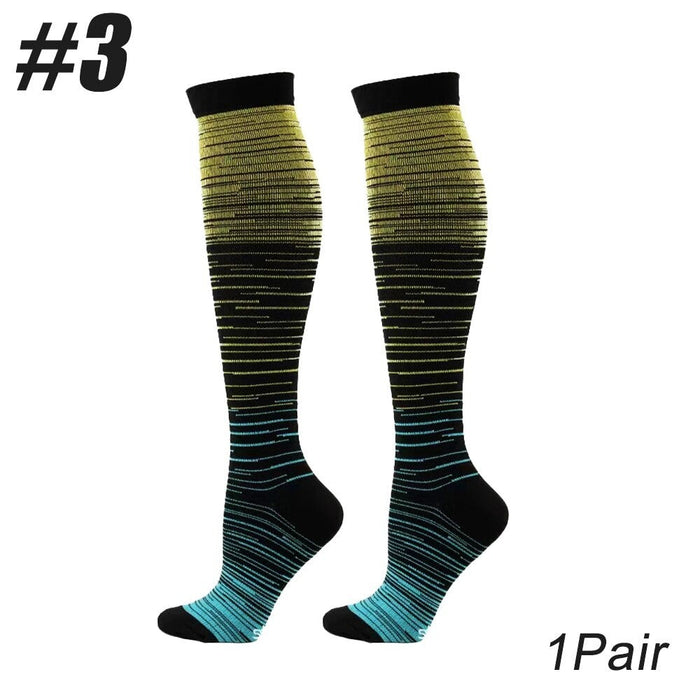 1Pair Graduated Compression Calf High Socks For Cycling Running Camping Hiking