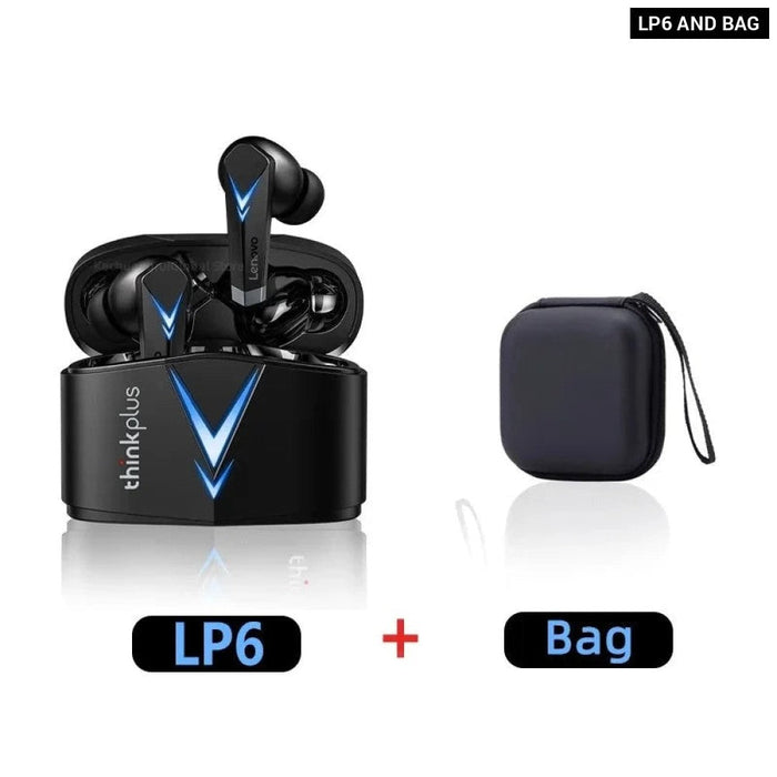 Wireless Bluetooth Lp6 Tws Gaming Earbuds Hifi Music With Dual Mode Noice Cancelling Earphones