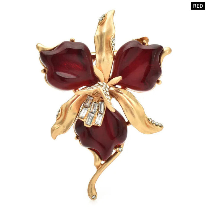 Resin Orchid Flower Brooch 3 Colour Pin