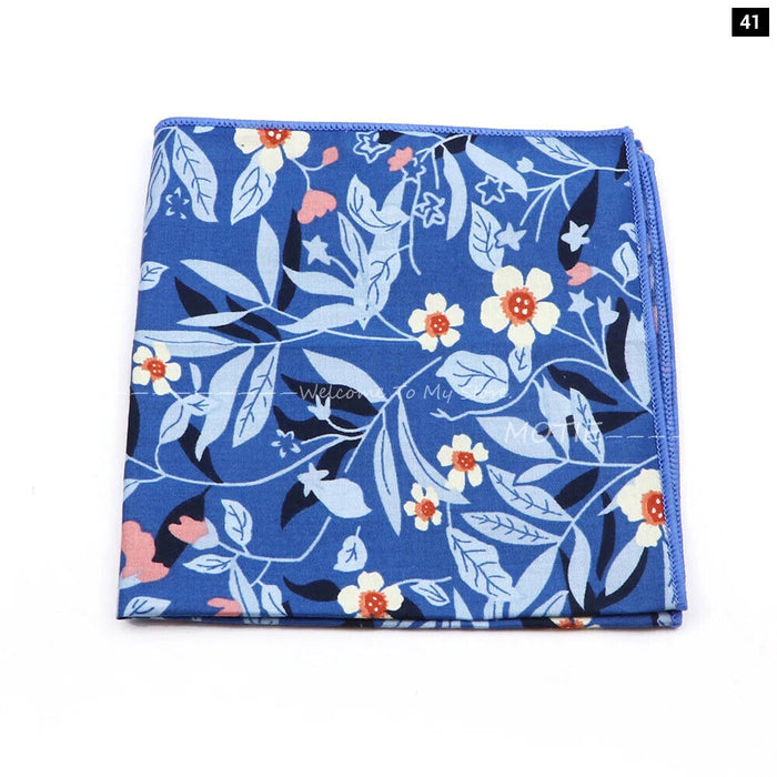 Floral Pocket Square For Men Classic White Cotton Handkerchief For Weddings And Daily Wear