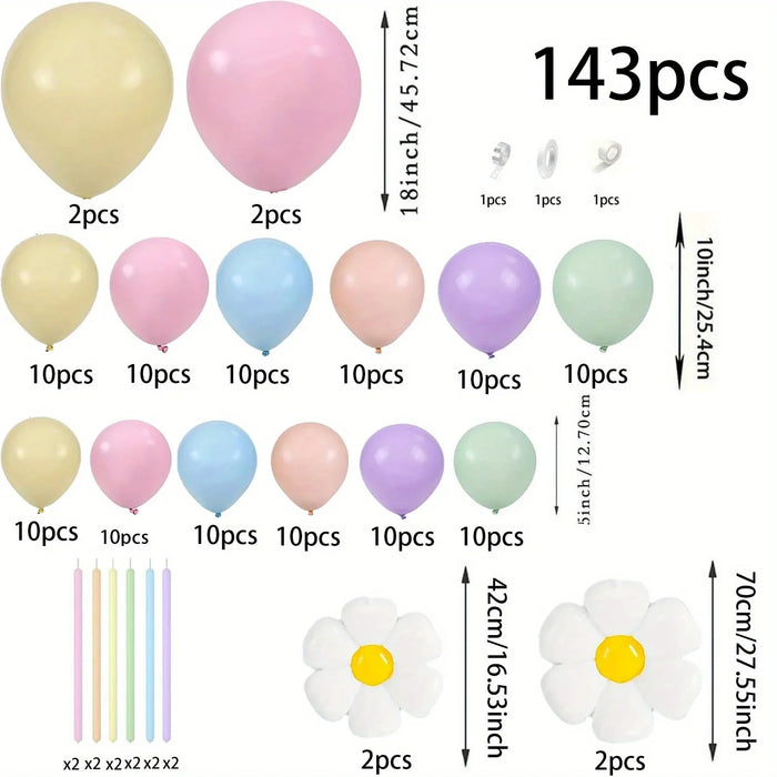 140Pcs Colourful Balloon Garland Daisy Balloon Set Birthday Party Dance Wedding Easter Mother'S Day Home Decor