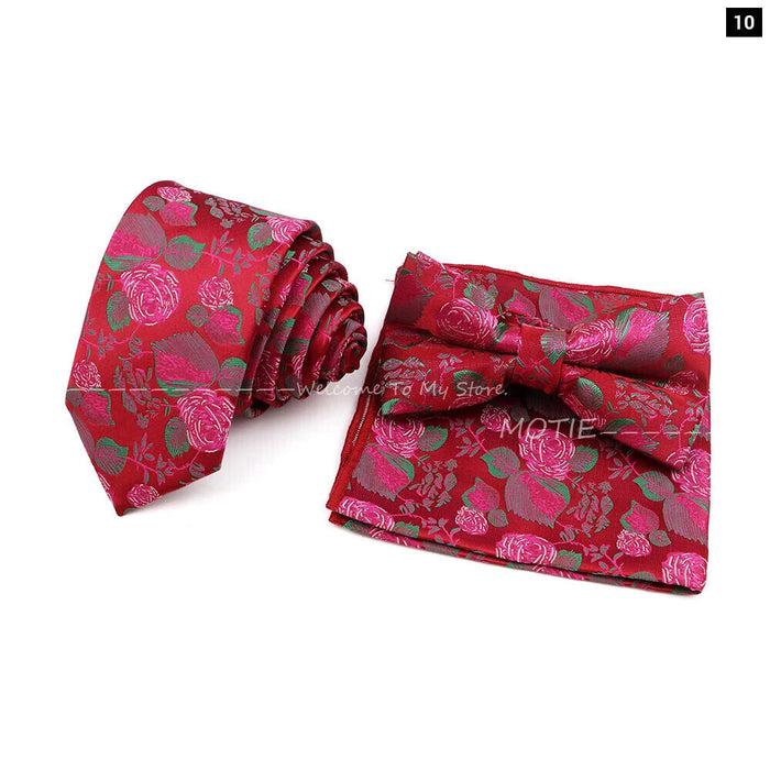 Top Quality 6Cm Bowtie Set Red Pink For Weddings And Parties