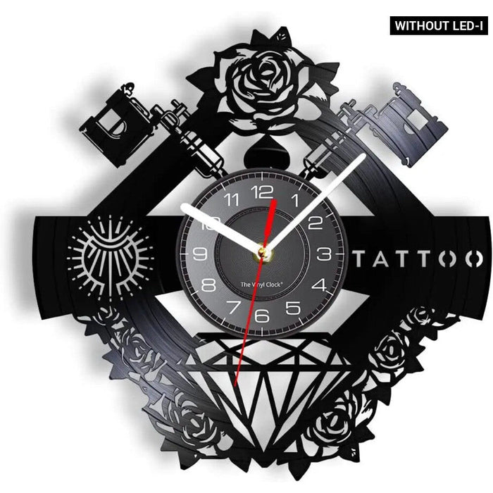 Vinyl Record Wall Clock For Tattoo Studio Decor