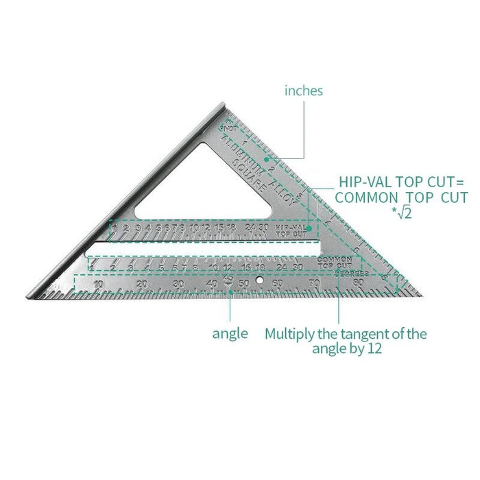 Measuring Tool Carpenter Straight Ruler Aluminum Alloy Speed Protractor Miter 3 Right Angles Scriber Saw Guide Rail SetSquare