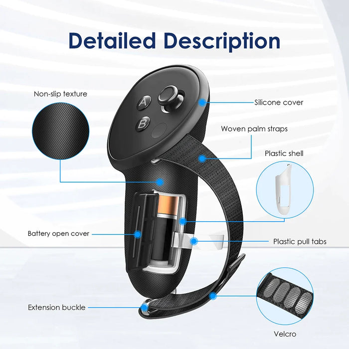 For Quest 3 Anti-Collision Silicone Handle Protective Cover With Battery Opening Steering Knuckle