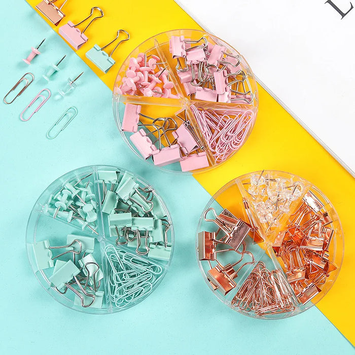 72 Pieces Rose Gold Binder Clips Push Pins