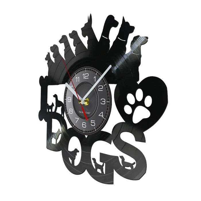 Dog Lovers Vinyl Record Wall Clock