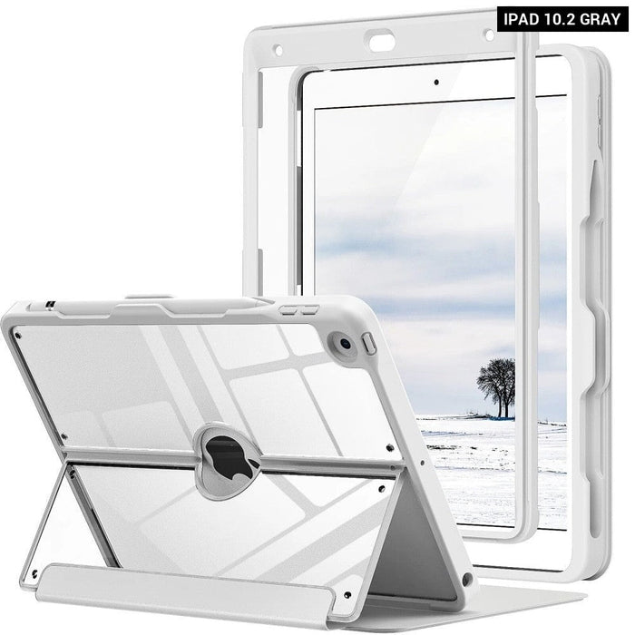 Case for iPad 9th Generation with Pencil Holder iPad 8th/7th Gen Case 10.2-inch Built-in Screen Protector Clear Back Multi