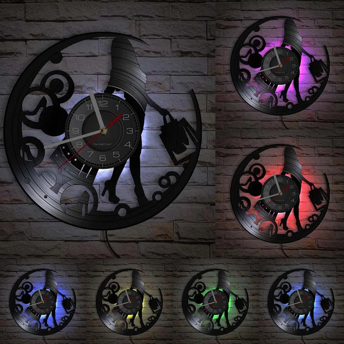 Chic Shopaholic Vinyl Record Wall Clock