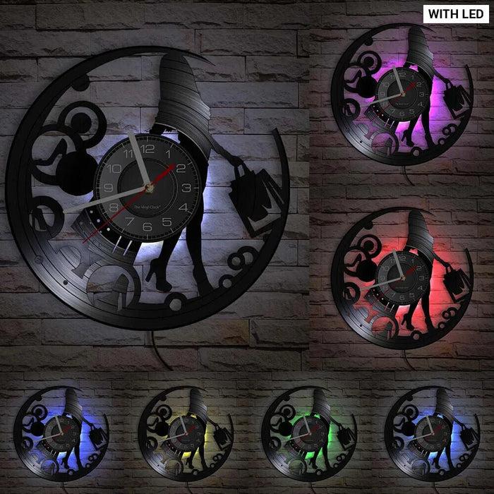 Chic Shopaholic Vinyl Record Wall Clock