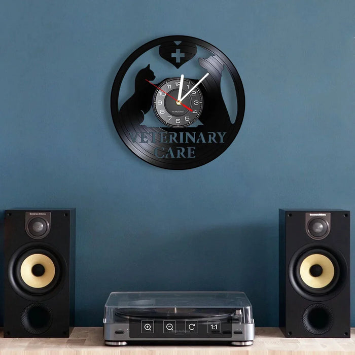 Veterinary Care Vinyl Record Wall Clock