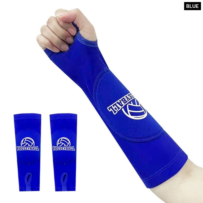 1 Pair Forearm Sleeves With Protection Pads & Thumb Hole For Volleyball