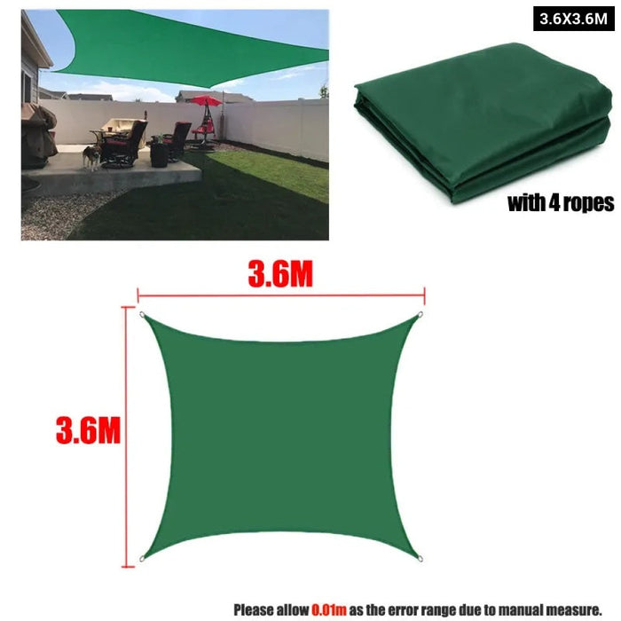 Darkgreen 420D Waterproof Shade Sail Square Rectangle Sunshade Garden Terrace Canopy Swimming Sunshade Awning