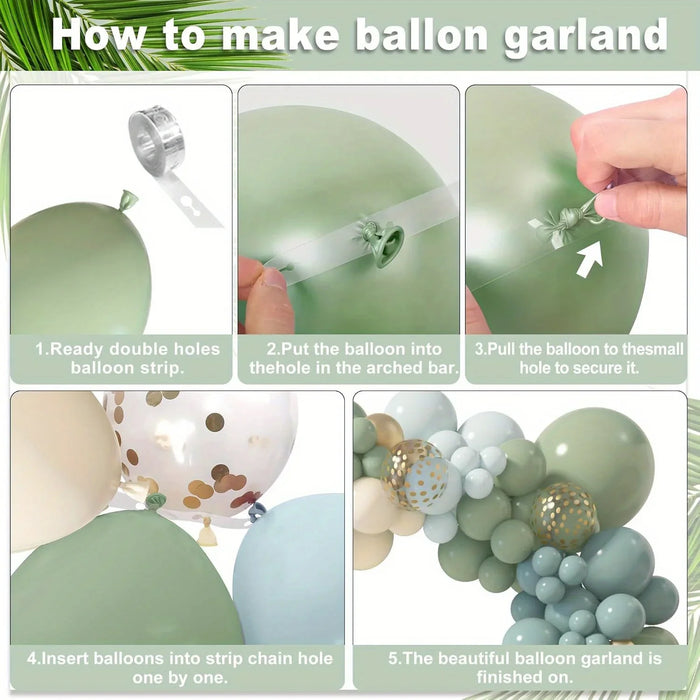 196Pcs Grey Blue And Green Balloons Garland Kit Christening Wedding Bride Bohemian Birthday Party Background Decoration