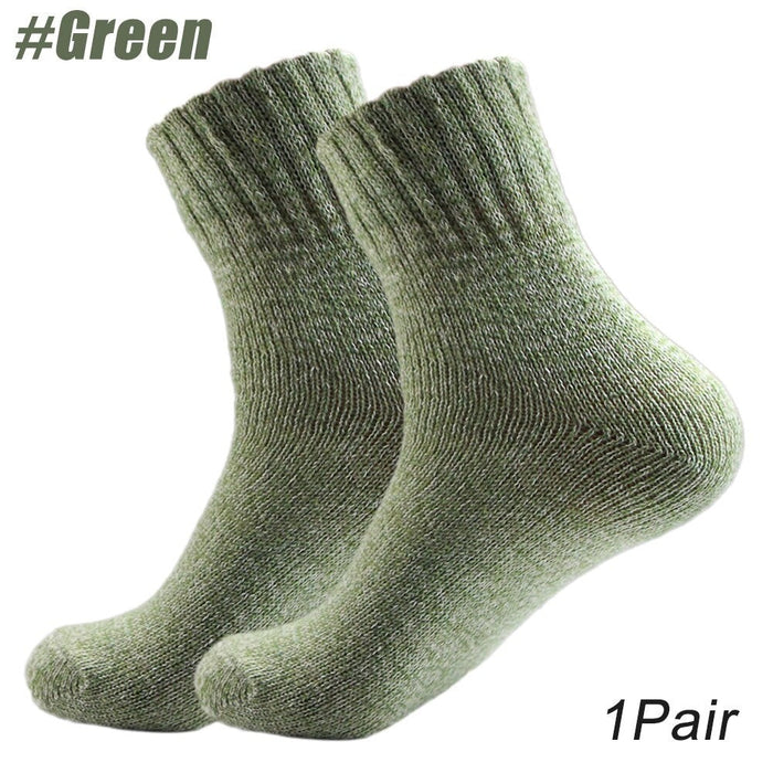 1 Pair Thick Knit Vintage Winter Warm Cozy Crew Socks For Women