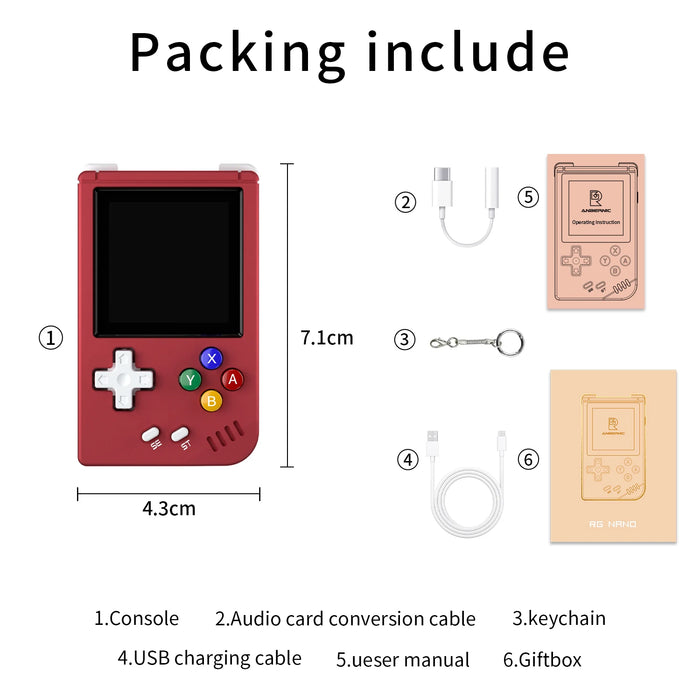 Nano Retro Handheld Game Console 1.54 Ips Screen 64g Tf