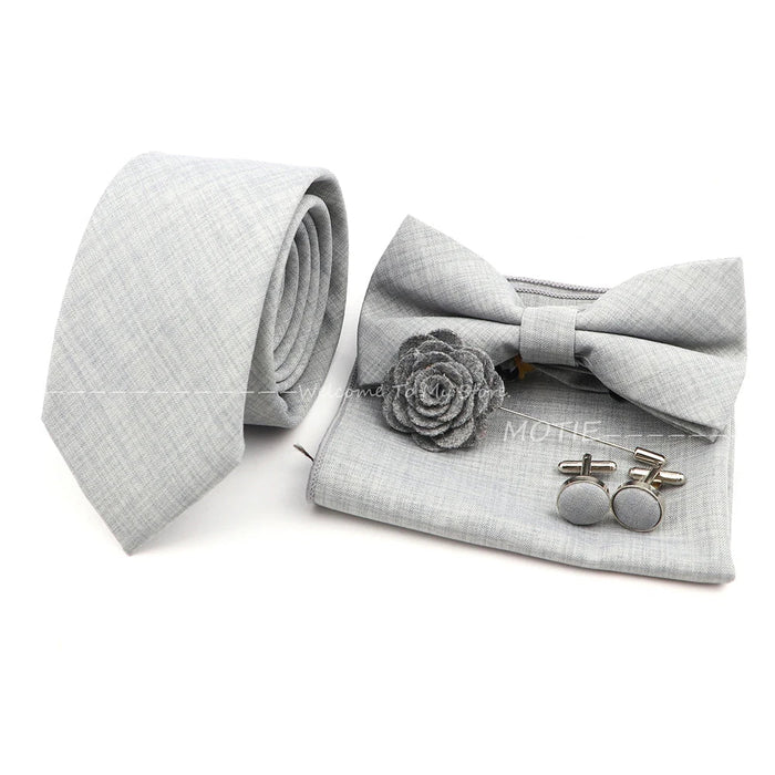 27 Colour Tie Set Classic Cotton Pocket Square Cufflink And Bowtie For Mens Wedding Party Accessories