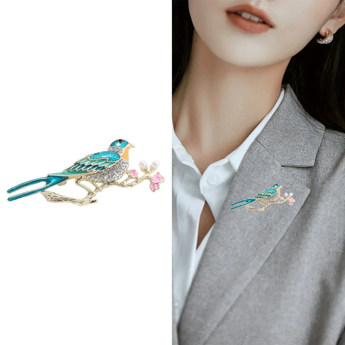 Blue Bird Enamel Pin Romantic Branch Badge For Clothing