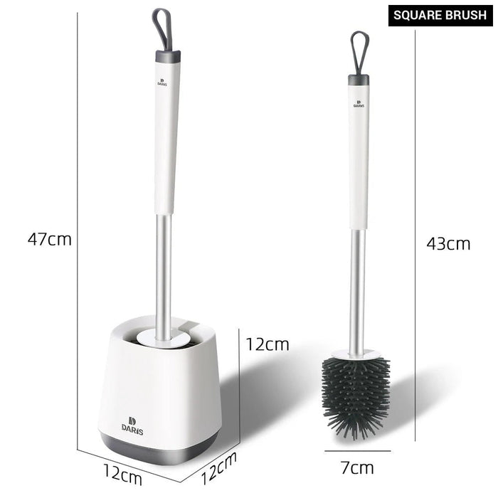 Silicone Bristle Toilet Brush And Drying Holder For Bathroom Storage And Organization