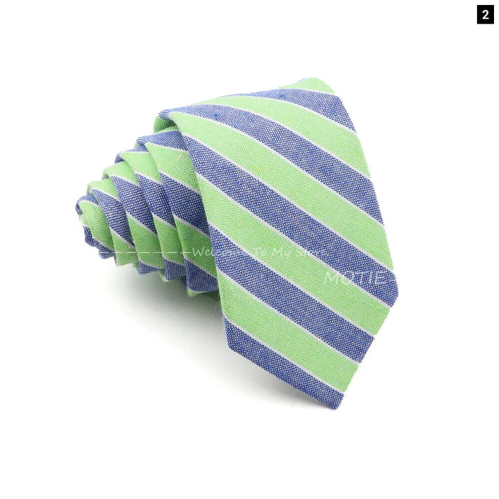 Classic Plaid Striped Cotton Necktie Blue Pink For Business And Weddings