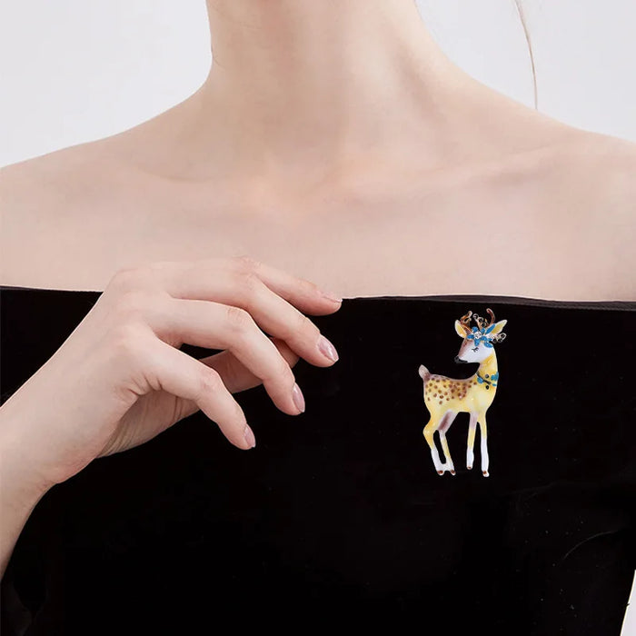 Deer Lapel Pin Enamel Brooch For Women Party Office Accessory