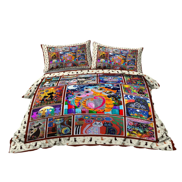 3 Piece Cat Bedding Set Duvet Cover Bedspreads And Pillow Shams